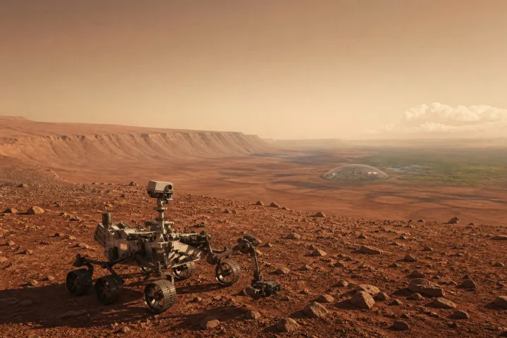 Superficie rossa di Marte fotografata da un rover, immagine reale NASA