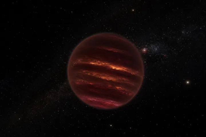 Rappresentazione artistica di una nana bruna, oggetto tra stella e pianeta, immagine scientifica