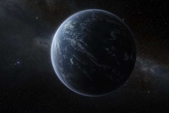 Rappresentazione artistica di un pianeta vagante nello spazio senza stella, immagine scientifica