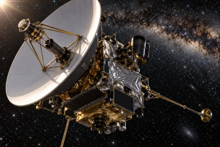 La sonda spaziale Gaia nello spazio con sullo sfondo una rappresentazione della mappa stellare della Via Lattea